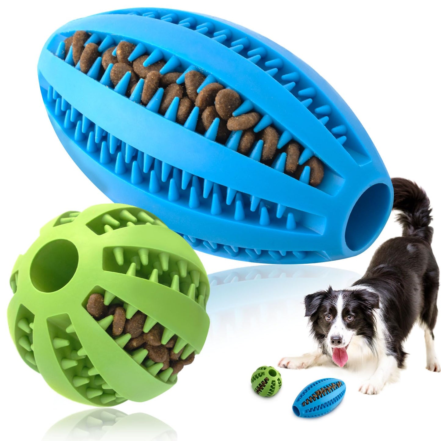 Interactive Rubber Treat-Stuffable Dog Ball Set