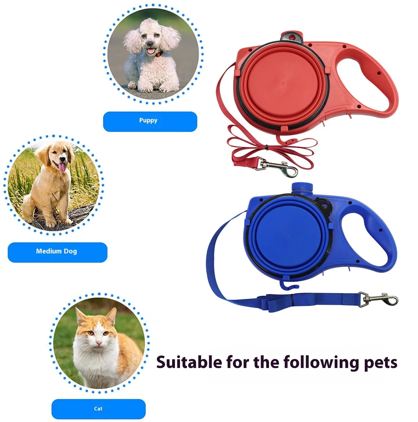 3-in-1 Portable Water Bottle With Leash