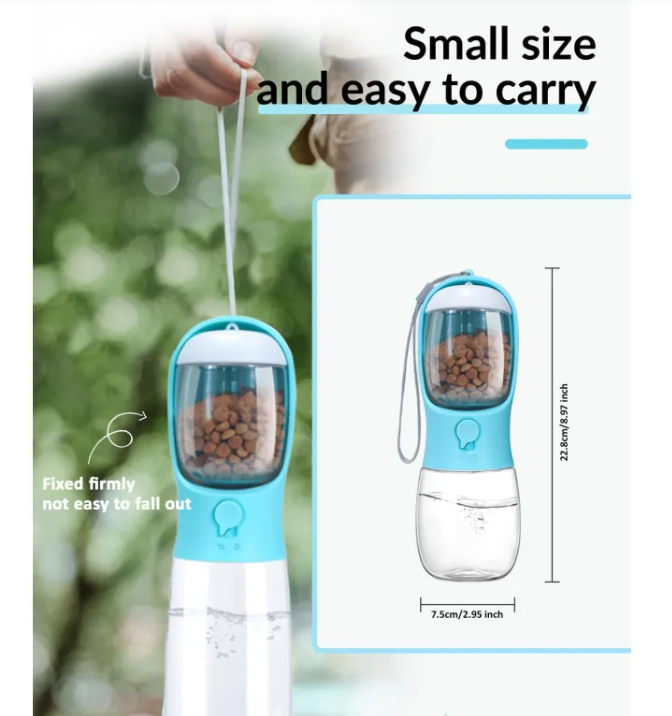 3-in-1 Travel Pet Water Bottle & Food Container